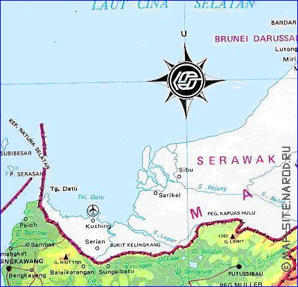 mapa de Borneo no idioma indonesio