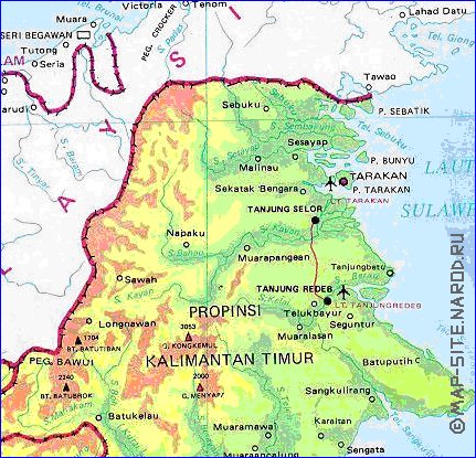 carte de Borneo sur la langue indonesienne