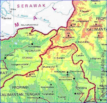 mapa de Borneo no idioma indonesio