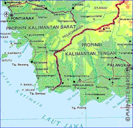 carte de Borneo sur la langue indonesienne