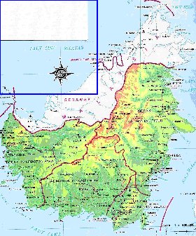 carte de Borneo sur la langue indonesienne
