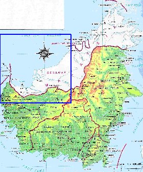 mapa de Borneo no idioma indonesio