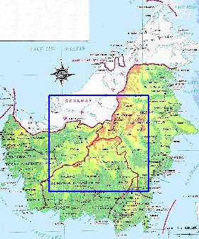 mapa de Borneo no idioma indonesio