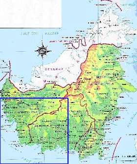 carte de Borneo sur la langue indonesienne