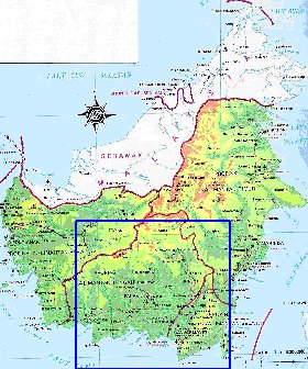 carte de Borneo sur la langue indonesienne