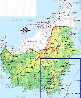 carte de Borneo sur la langue indonesienne