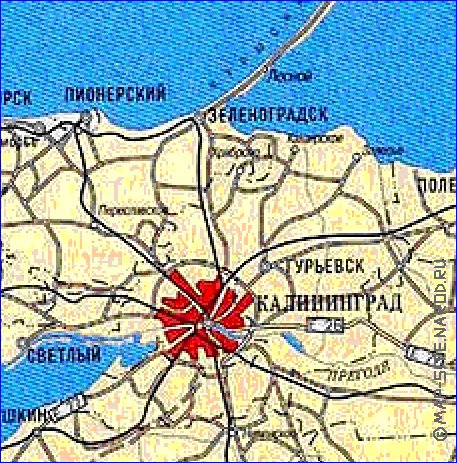 carte de des routes Oblast de Kaliningrad