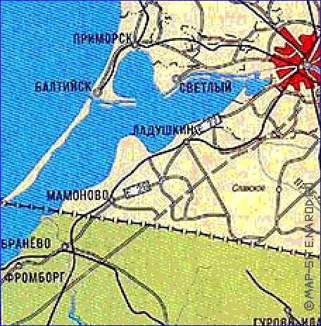 mapa de de estradas Oblast de Kaliningrado