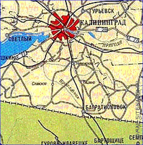 carte de des routes Oblast de Kaliningrad