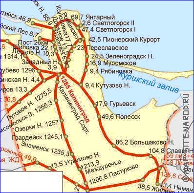 Transport carte de Oblast de Kaliningrad