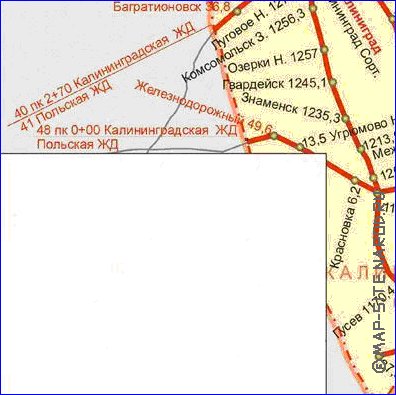 Transport carte de Oblast de Kaliningrad