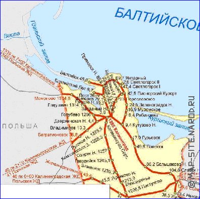 Transport carte de Oblast de Kaliningrad