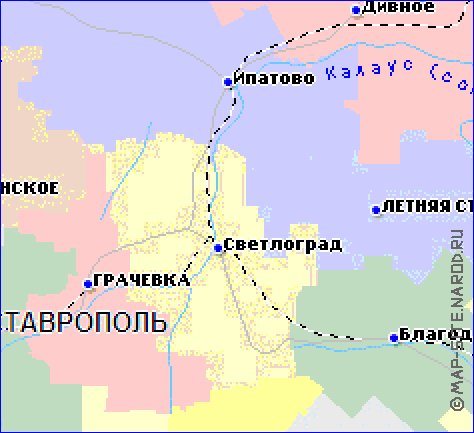 Administrativa mapa de Calmuquia