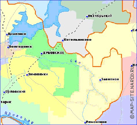 Administrativa mapa de Calmuquia