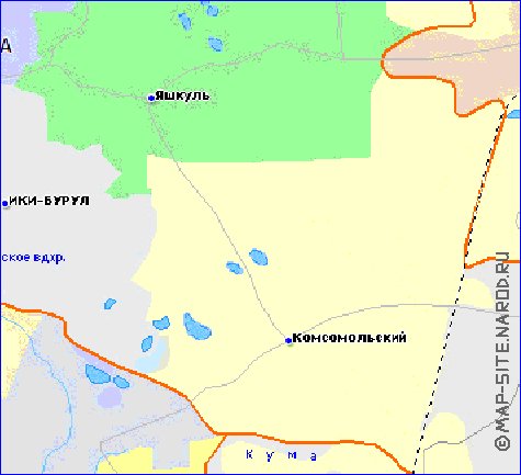 Administrativa mapa de Calmuquia