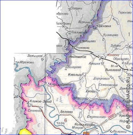 Administratives carte de Oblast de Kalouga