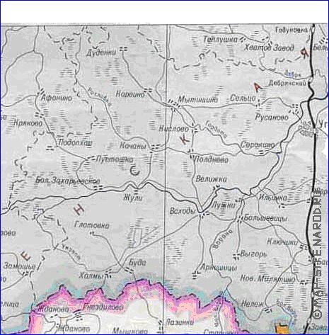 Administratives carte de Oblast de Kalouga