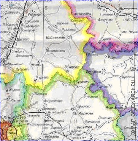 Administratives carte de Oblast de Kalouga