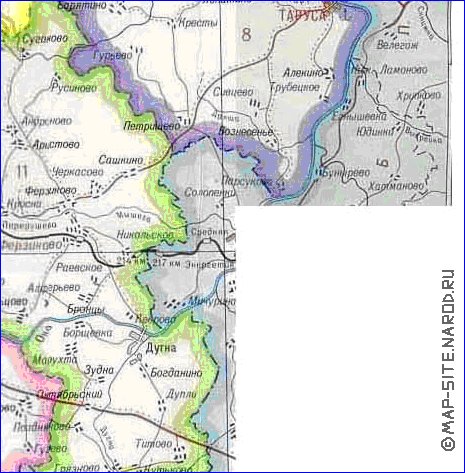 Administratives carte de Oblast de Kalouga