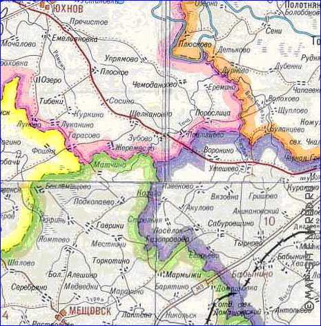 Administratives carte de Oblast de Kalouga