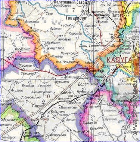 Administratives carte de Oblast de Kalouga