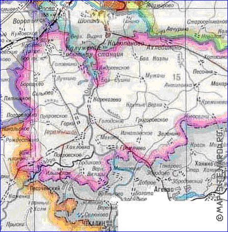 Administratives carte de Oblast de Kalouga