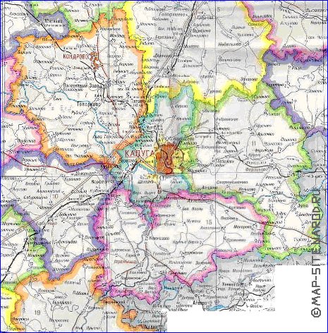 Administratives carte de Oblast de Kalouga