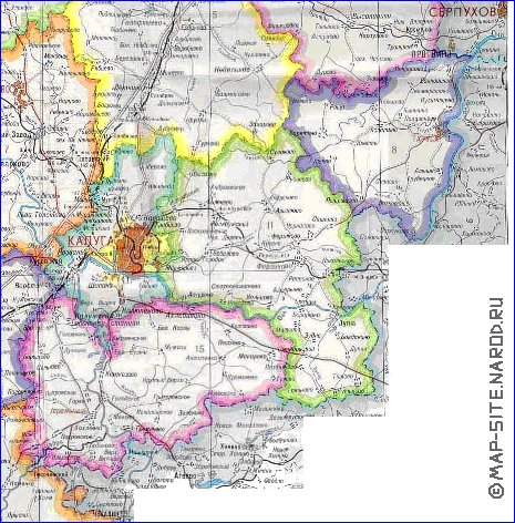 Administratives carte de Oblast de Kalouga