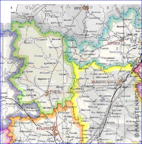 Administratives carte de Oblast de Kalouga