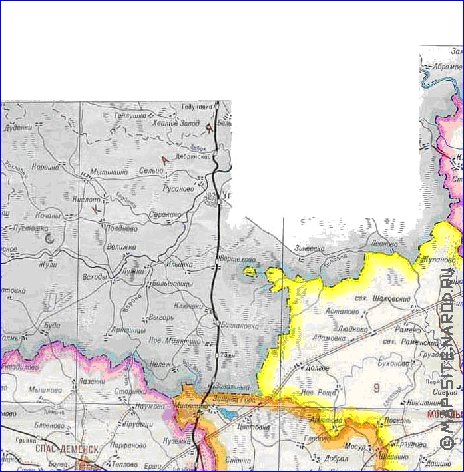 Administratives carte de Oblast de Kalouga