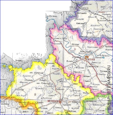 Administratives carte de Oblast de Kalouga