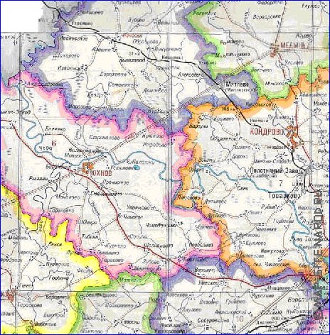 Administratives carte de Oblast de Kalouga