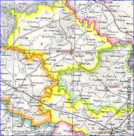 Administratives carte de Oblast de Kalouga
