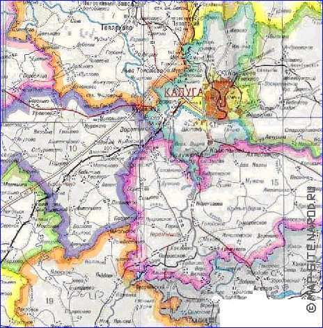 Administratives carte de Oblast de Kalouga