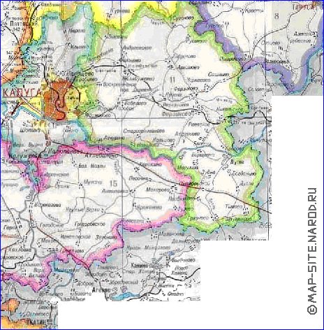 Administratives carte de Oblast de Kalouga