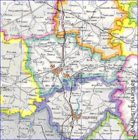 Administratives carte de Oblast de Kalouga