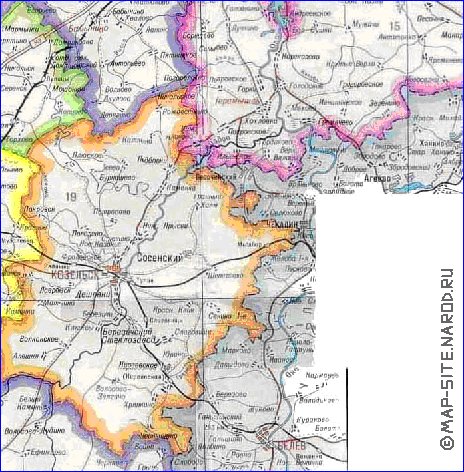 Administratives carte de Oblast de Kalouga