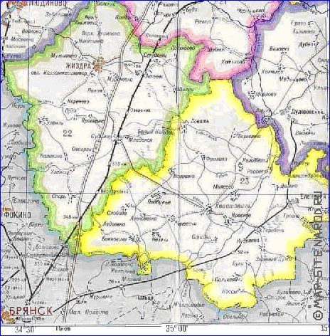 Administratives carte de Oblast de Kalouga