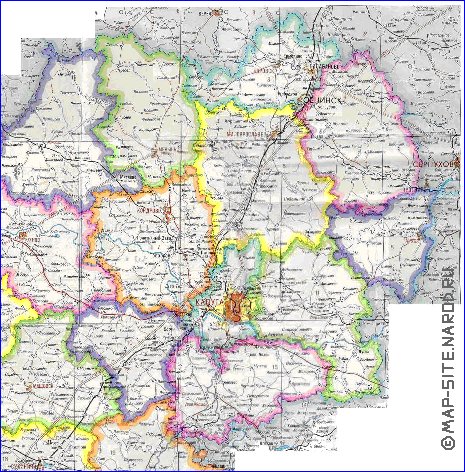 Administratives carte de Oblast de Kalouga