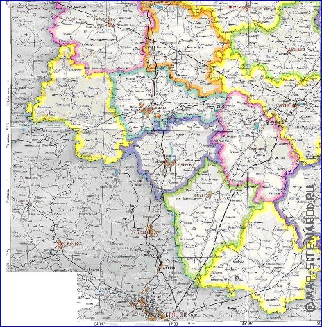 Administratives carte de Oblast de Kalouga