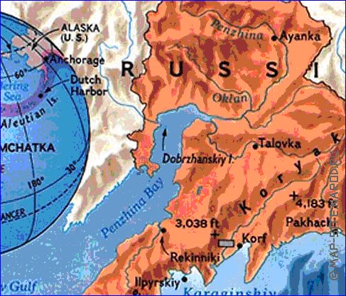 carte de Oblast du Kamtchatka