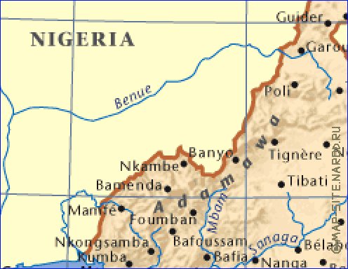 carte de Cameroun en anglais