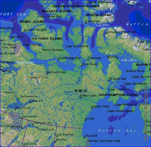 Administrativa mapa de Canada em ingles