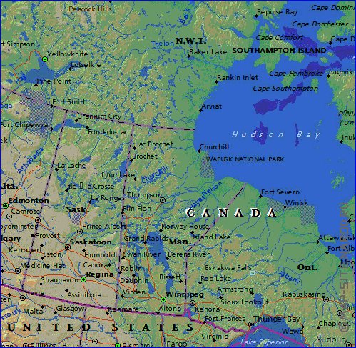 Administrativa mapa de Canada em ingles