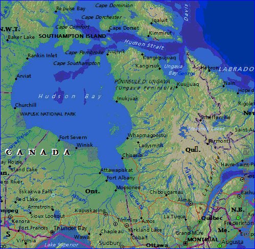 Administrativa mapa de Canada em ingles