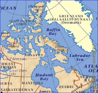 mapa de Canada em ingles