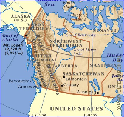 carte de Canada en anglais