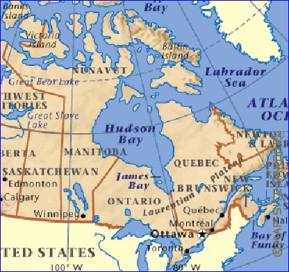 mapa de Canada em ingles