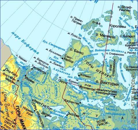 Physique carte de Canada