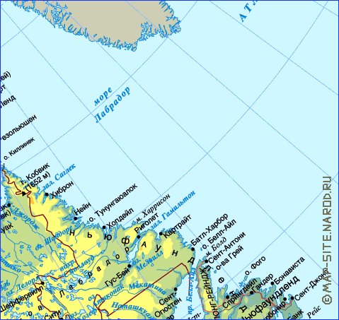 Physique carte de Canada